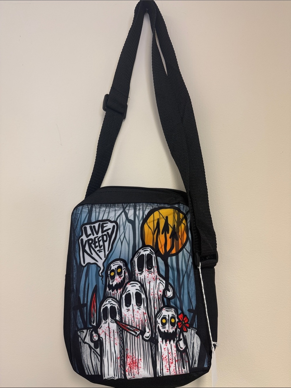 Live Kreepy Graphic Crossbody Bag for Men - Black